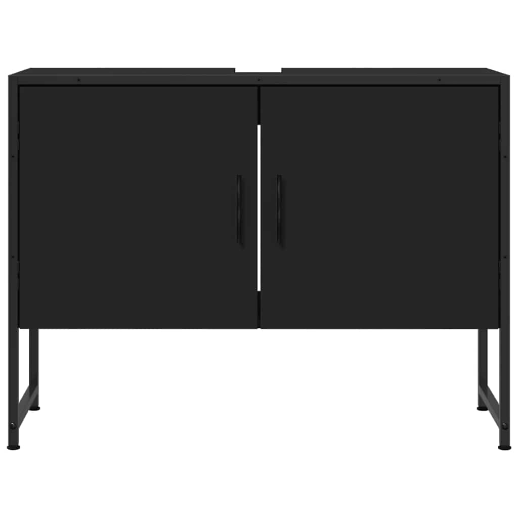 Waschbeckenunterschrank Schwarz 80x33x60 cm Holzwerkstoff